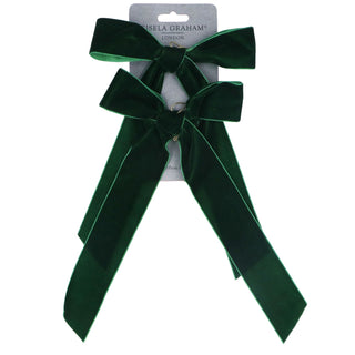 Dark Green Velvet Bow Clip-on Dec Pack/2