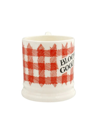 Red Gingham Blooming Good Tea 1/2 Pint Mug