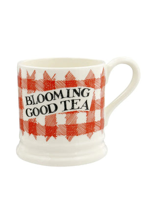 Red Gingham Blooming Good Tea 1/2 Pint Mug