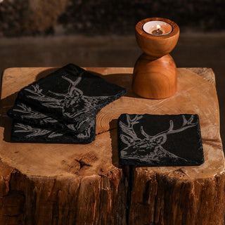 Etched Stag Coasters - Set of 4