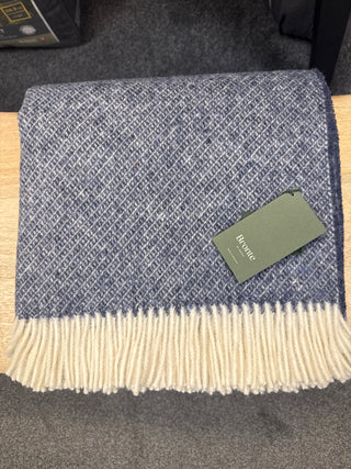 Navy Diagonal Weave Donegal Throw
