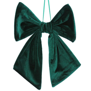 Green Velvet Wired Bow Tree Decoration