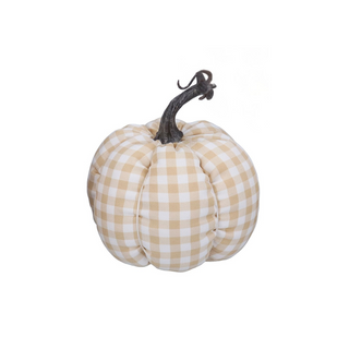 Cream Fabric Gingham Pumpkin Lrg