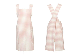 Gingham Crossback Apron Plaster Pink
