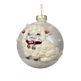 Matt White with Sheep Snow Frosted Bauble