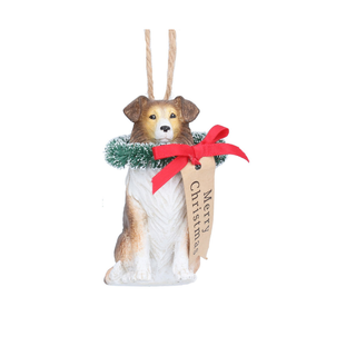 Merry Christmas Collie with Wreath Tree Decoration