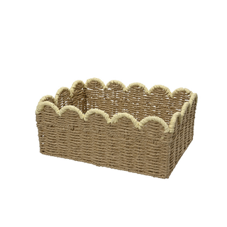 Woven Scallop Edge Lemon Rectangle Storage Basket