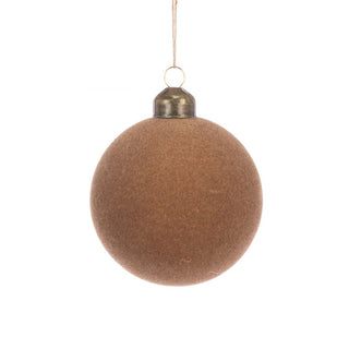 Glass Velvet Beige Bauble 8cm