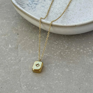 Tarnish Resistant Gold Block Necklace