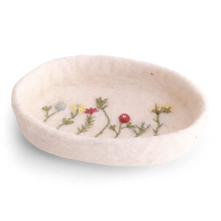 Felt Small Tray with Embroidery Flowers
