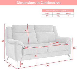 Monroe 3 Seater Stone (Fixed)