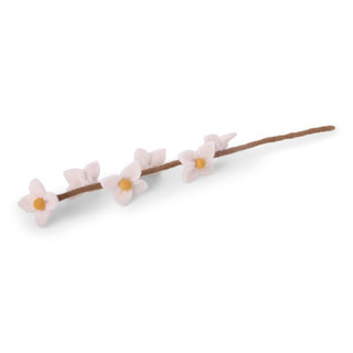 Felt Flowers on Stalk White