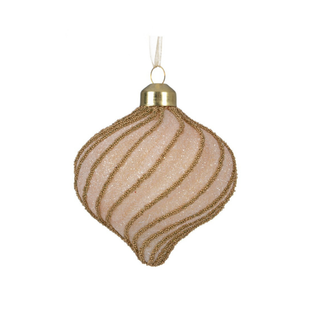 Light Gold Glitter Beaded Swirl Design Onion