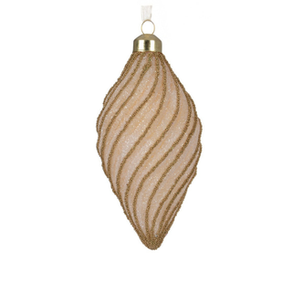 Light Gold Glitter Beaded Swirl Design Finial