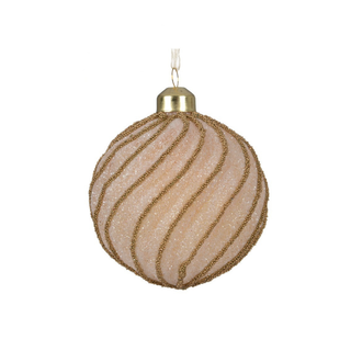 Light Gold Glitter Beaded Swirl Design Bauble