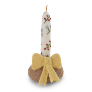 Felt Candle in Holder With Yellow Bow