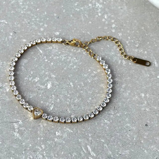Tarnish Resistant Heart Zirconia Bracelet