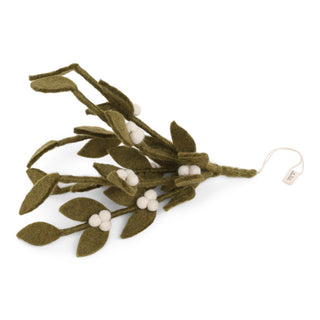 Felt Dark Green Mistletoe with Hanger
