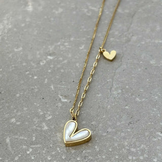 Tarnish Resistant Pearlescent Heart Necklace