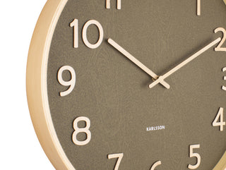 Pure Moss Green Wood Grain Medium Wall Clock