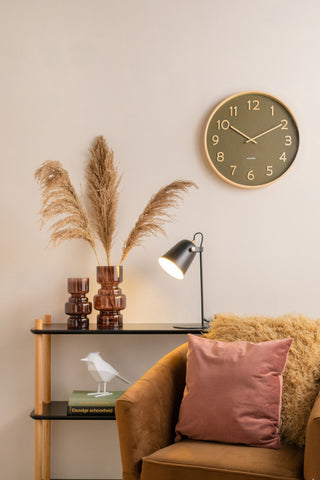 Pure Moss Green Wood Grain Medium Wall Clock