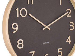 Pure Black Wood Grain Medium Wall Clock