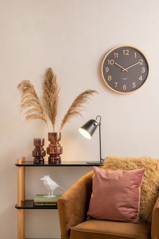 Pure Black Wood Grain Medium Wall Clock