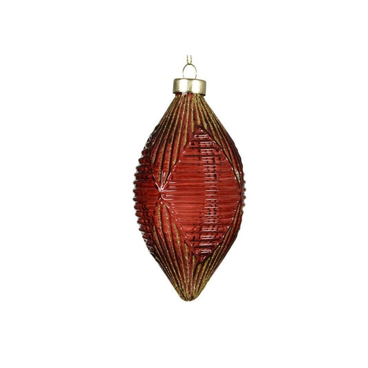 Burgandy Diamond with Gold Lines Finial