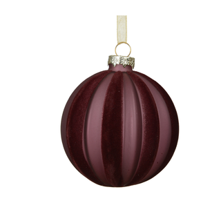 Plum Frosted with Flocked Stripes Bauble