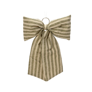 Sage & Cream Stripe Christmas Bow Decoration
