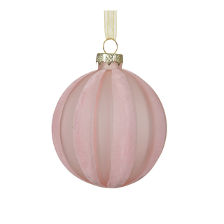 Pink Frosted with Flocked Stripes Bauble