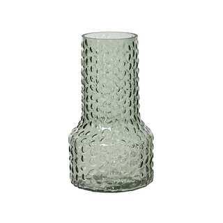 Rippled Pine Green Glass Vase