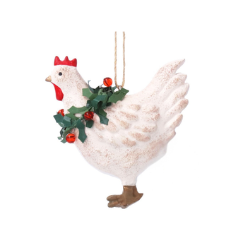 White Hen with Neck Garland Tree Decoration