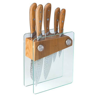 Ash Wood Glass Knife Block Set 5Pce