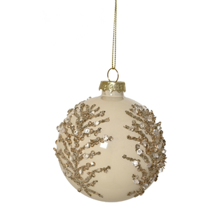 Gloss White Beaded & Gem Large Branch Bauble