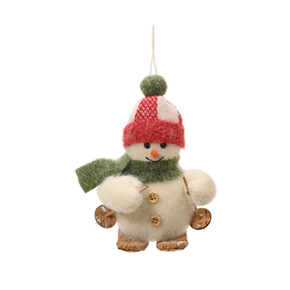 Snowman on Skis Green Scarf Tree Decoration