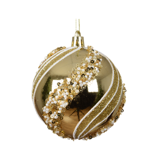 Gloss Gold with Sequin Swirls Bauble