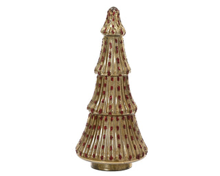 Gold Glass Tree with Oxblood Glitter Flecks Ornament