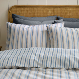 Brushed Somerset Stripe Double Duvet Set Blue