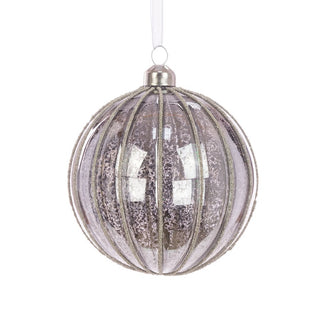 Glass Dark Silver Jenna Bauble 10cm