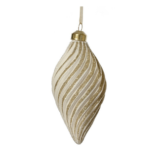 White with Gold Glitter and White Swirled Finial