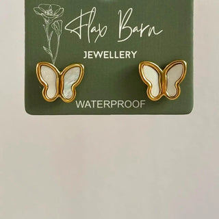 Tarnish Resistant Pearlescent Butterfly Studs