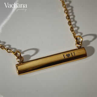 I Love You Horizontal Bar Necklace
