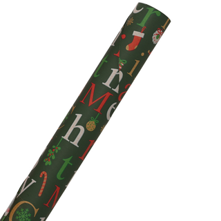 Green Merry Christmas Wrapping Paper 2m