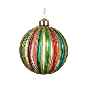 Transparent Vertical Painted Stripes Bauble