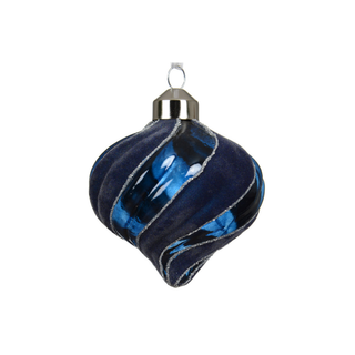Navy Transparent with Flocked Swirl Stripes Onion
