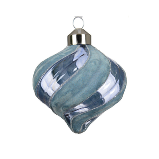 Sky Blue Transparent with Flocked Swirl Stripes Onion