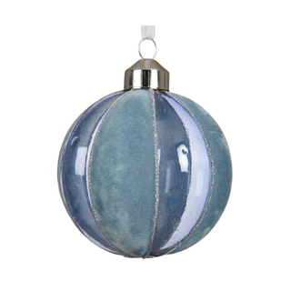 Sky Blue Transparent with Flocked Swirl Stripes Bauble