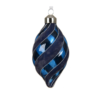 Navy Transparent with Flocked Swirl Stripes Finial