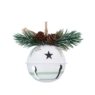 White Metal Bell with Pinecones Tree Decoration